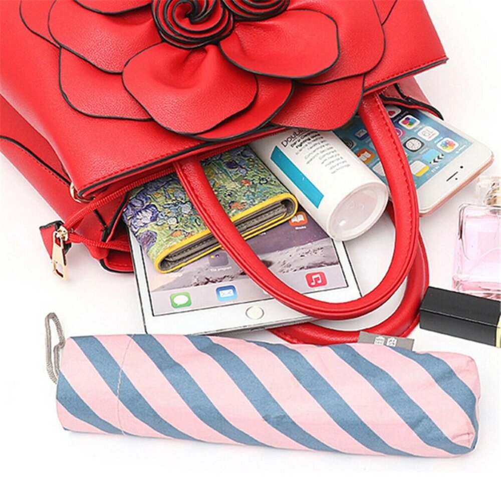 Red Rose Floral Satchel Handbag – Statement Bag with Flower Design & Strap - Picture 7 of 7